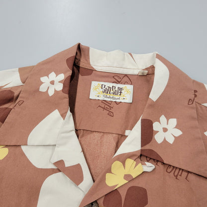 【中古美品】【メンズ】 SUN SURF BY MASKED MARVEL サンサーフバイマスクドマーベル SS37922 ABSTRACT FLOWER HAWAIIAN SHIR アブストラクトフラワー ハワイアンシャツ トップス 半袖 145-250804-ma-19-izu サイズ：S カラー：ブラウン 万代Net店