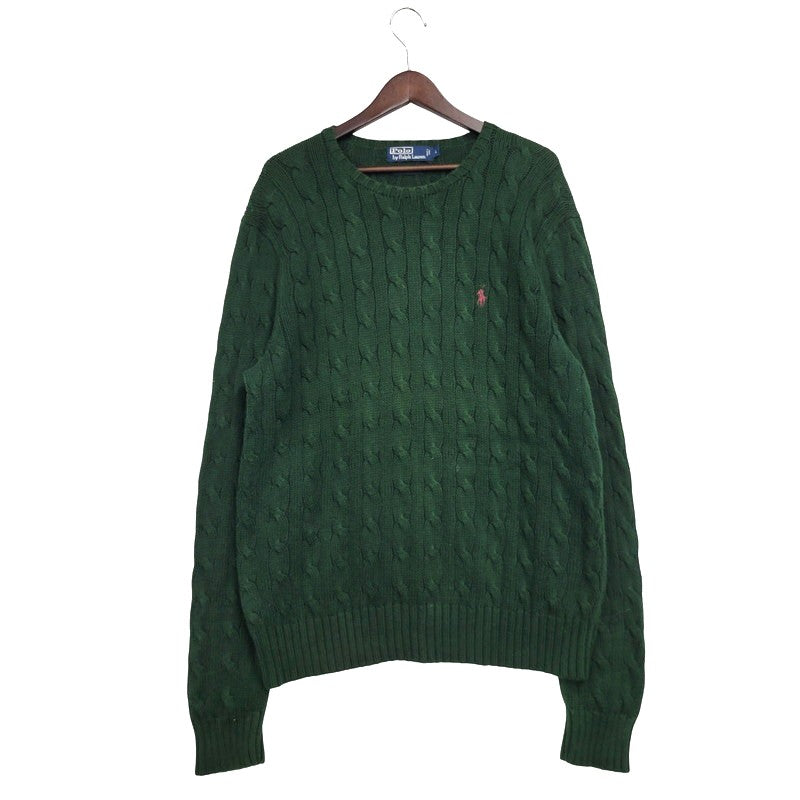 【中古品】【メンズ】 Polo by Ralph Lauren ポロバイラルフローレン PIMA COTTON 90S KNIT SWEATER ピマコットン 90年代 ニットセーター トップス 長袖 146-250804-ma-22-izu サイズ：L カラー：GREEN 万代Net店