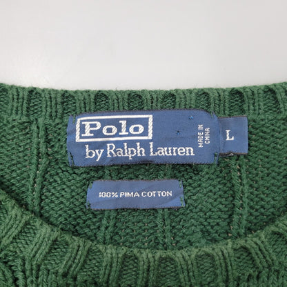 【中古品】【メンズ】 Polo by Ralph Lauren ポロバイラルフローレン PIMA COTTON 90S KNIT SWEATER ピマコットン 90年代 ニットセーター トップス 長袖 146-250804-ma-22-izu サイズ：L カラー：GREEN 万代Net店