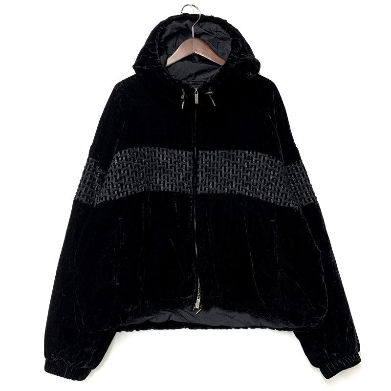 【中古品】【メンズ】 Emporio Armani エンポリオ・アルマーニ B1R380 イタリア製 EMBROIDERED HOODED BLOUSON フーディ アウター 141-250803-rk-08-izu サイズ：01 カラー：ブラック 万代Net店