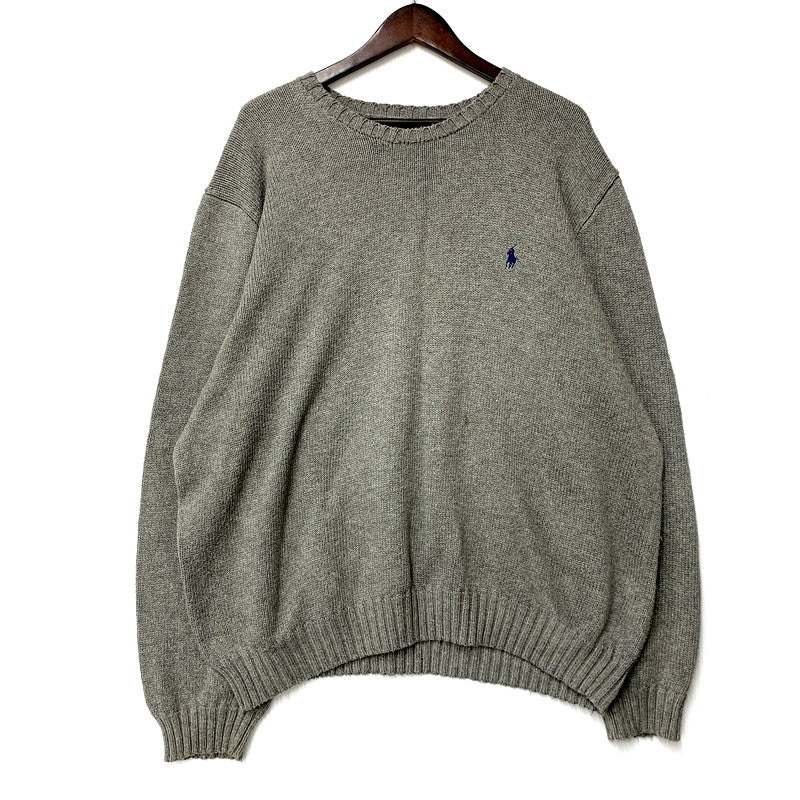 【中古品】【メンズ】 Polo by Ralph Lauren ポロバイラルフローレン COTTON KNIT SWEATER コットン ニット セーター ロゴ 刺繍 トップス 146-250805-ay-16-izu サイズ：XXL カラー：グレー 万代Net店