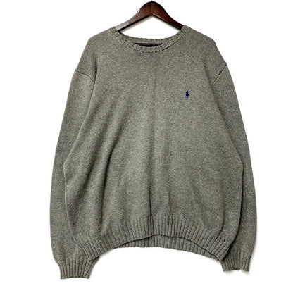 【中古品】【メンズ】 Polo by Ralph Lauren ポロバイラルフローレン COTTON KNIT SWEATER コットン ニット セーター ロゴ 刺繍 トップス 146-250805-ay-16-izu サイズ：XXL カラー：グレー 万代Net店