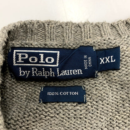 【中古品】【メンズ】 Polo by Ralph Lauren ポロバイラルフローレン COTTON KNIT SWEATER コットン ニット セーター ロゴ 刺繍 トップス 146-250805-ay-16-izu サイズ：XXL カラー：グレー 万代Net店