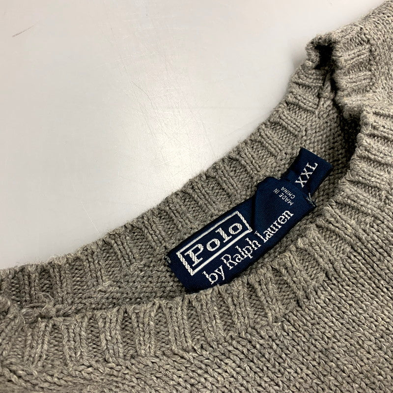 【中古品】【メンズ】 Polo by Ralph Lauren ポロバイラルフローレン COTTON KNIT SWEATER コットン ニット セーター ロゴ 刺繍 トップス 146-250805-ay-16-izu サイズ：XXL カラー：グレー 万代Net店