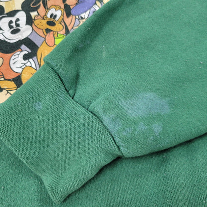 【現状渡し品】【メンズ】 THE DISNEY STORE ディズニーストア MICKEY AND FRIENDS SWEATSHIRT スウェットシャツ USA製 トレーナー 長袖 トップス 146-250806-as-30-izu サイズ：XL カラー：グリーン 万代Net店