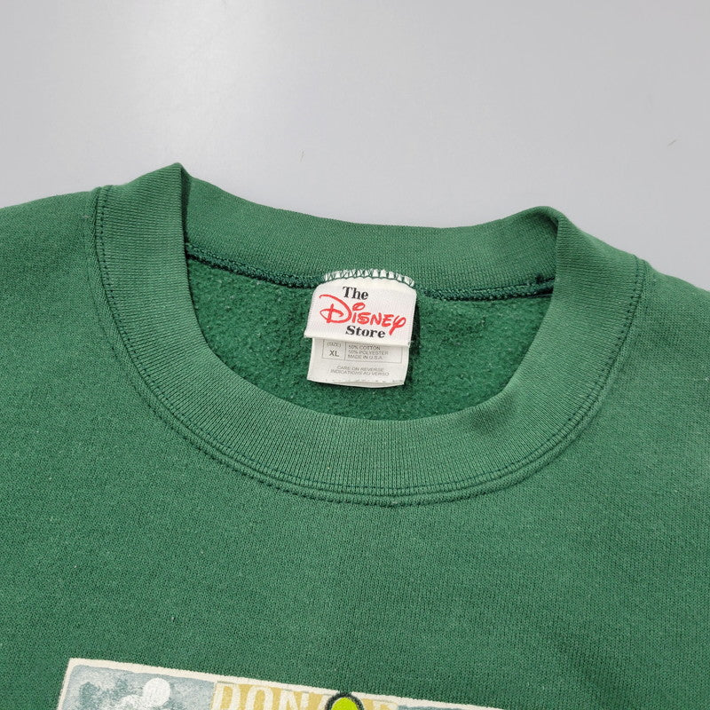 【現状渡し品】【メンズ】 THE DISNEY STORE ディズニーストア MICKEY AND FRIENDS SWEATSHIRT スウェットシャツ USA製 トレーナー 長袖 トップス 146-250806-as-30-izu サイズ：XL カラー：グリーン 万代Net店