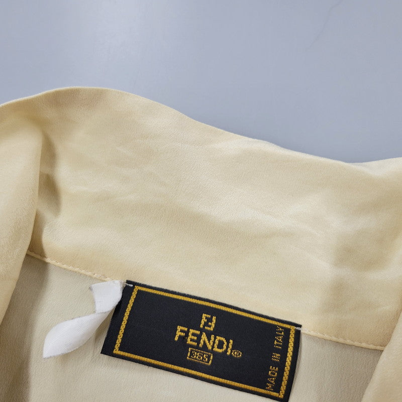 【中古品】【メンズ】 OLD FENDI オールド フェンディ イタリア製 LS OPEN COLLAR SHIRT 長袖 オープン カラー シャツ トップス 141-250805-rk-13-izu サイズ：不明 カラー：ベージュ 万代Net店