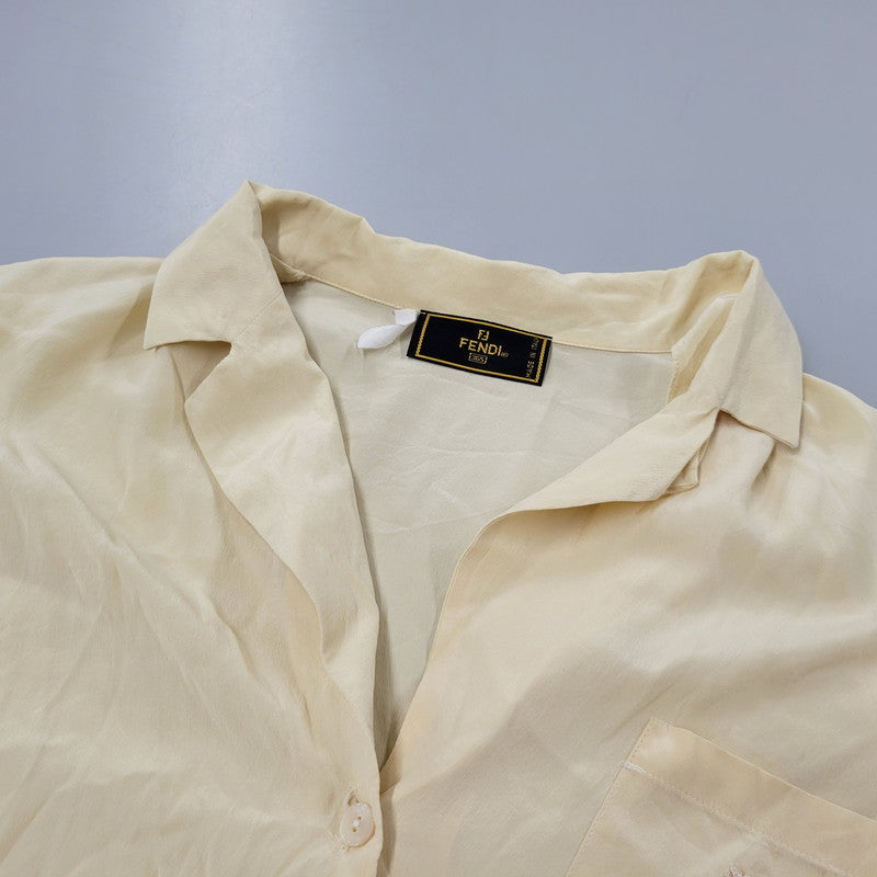 【中古品】【メンズ】 OLD FENDI オールド フェンディ イタリア製 LS OPEN COLLAR SHIRT 長袖 オープン カラー シャツ トップス 141-250805-rk-13-izu サイズ：不明 カラー：ベージュ 万代Net店