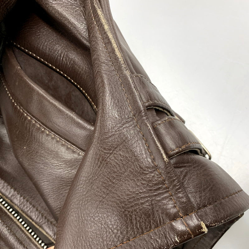 【中古品】【メンズ】 AMERICAN NOSTALGIA アメリカン ノスタルジア LEATHER SINGLE RIDERS JACKET レザー シングル ライダース ジャケット 145-250803-rk-10-izu サイズ：M カラー：ブラウン 万代Net店