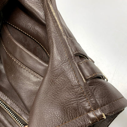 【中古品】【メンズ】 AMERICAN NOSTALGIA アメリカン ノスタルジア LEATHER SINGLE RIDERS JACKET レザー シングル ライダース ジャケット 145-250803-rk-10-izu サイズ：M カラー：ブラウン 万代Net店