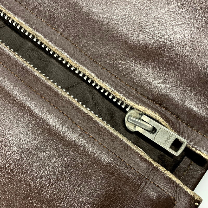 【中古品】【メンズ】 AMERICAN NOSTALGIA アメリカン ノスタルジア LEATHER SINGLE RIDERS JACKET レザー シングル ライダース ジャケット 145-250803-rk-10-izu サイズ：M カラー：ブラウン 万代Net店