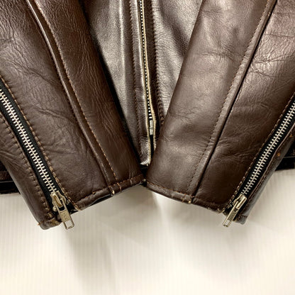 【中古品】【メンズ】 AMERICAN NOSTALGIA アメリカン ノスタルジア LEATHER SINGLE RIDERS JACKET レザー シングル ライダース ジャケット 145-250803-rk-10-izu サイズ：M カラー：ブラウン 万代Net店