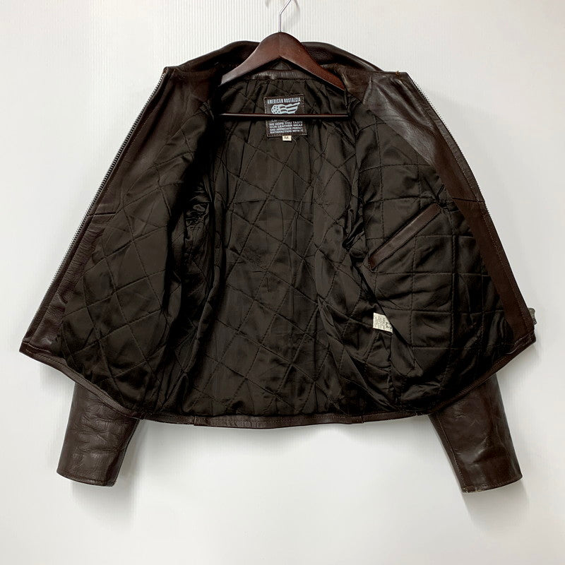 【中古品】【メンズ】 AMERICAN NOSTALGIA アメリカン ノスタルジア LEATHER SINGLE RIDERS JACKET レザー シングル ライダース ジャケット 145-250803-rk-10-izu サイズ：M カラー：ブラウン 万代Net店
