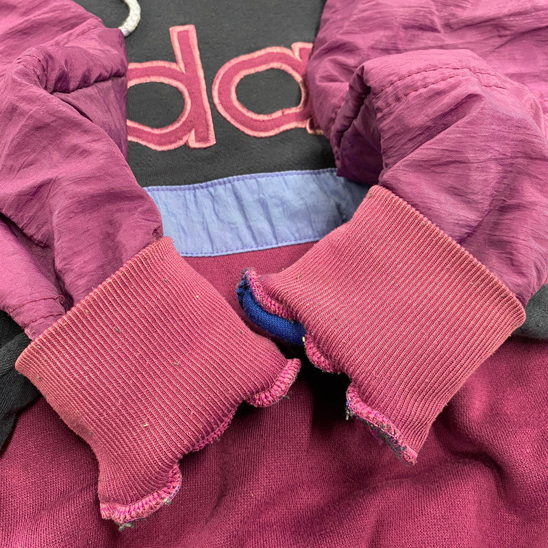 【中古品】【メンズ】 OLD ADIDAS オールド アディダス HALF ZIP HOODIE ハーフジップ フーディ パーカー 長袖 トップス 146-250806-as-36-izu サイズ：F 174 カラー：ネイビー×パープル 万代Net店