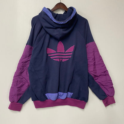 【中古品】【メンズ】 OLD ADIDAS オールド アディダス HALF ZIP HOODIE ハーフジップ フーディ パーカー 長袖 トップス 146-250806-as-36-izu サイズ：F 174 カラー：ネイビー×パープル 万代Net店