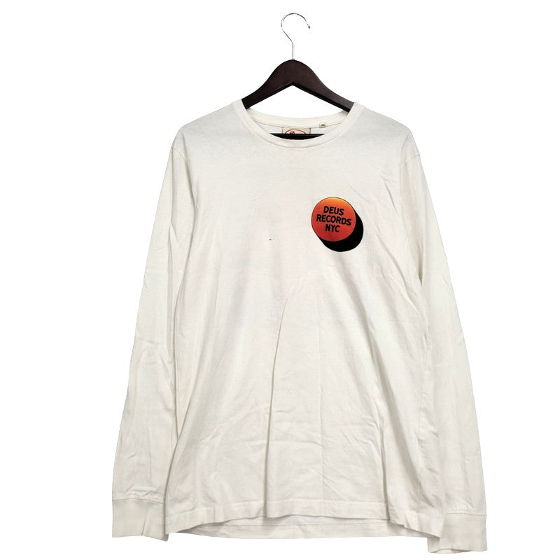 【中古品】【メンズ】 DEUS EX MACHINA デウス・エクス・マキナ RECORDS LS TEE Tシャツ トップス 長袖 ロンT 142-250805-rk-11-izu サイズ：M カラー：ホワイト 万代Net店