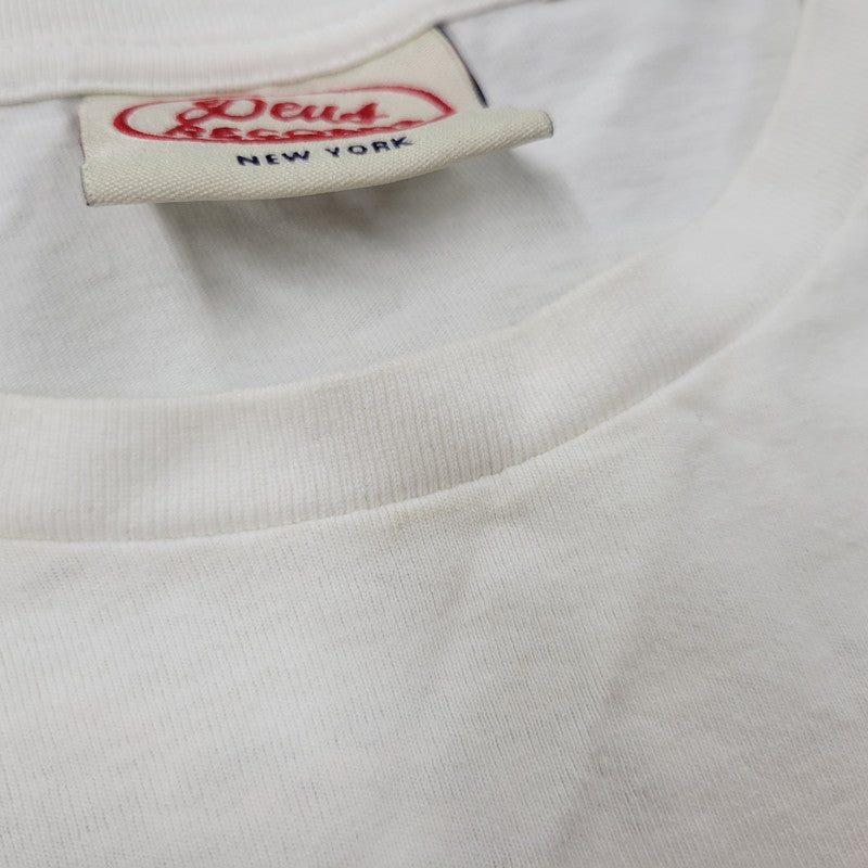 【中古品】【メンズ】 DEUS EX MACHINA デウス・エクス・マキナ RECORDS LS TEE Tシャツ トップス 長袖 ロンT 142-250805-rk-11-izu サイズ：M カラー：ホワイト 万代Net店