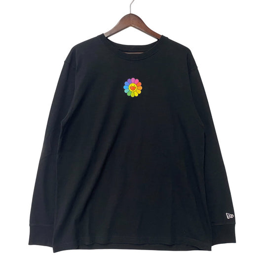 【中古品】【メンズ】 NEW ERA ニューエラ × TAKASHI MURAKAMI 村上隆 FLOWER FLAG L/S RELAXED FIT COTTON TEE フラワーフラッグ リラックスフィット コットン Tシャツ 長袖 プリント トップス 142-250804-ay-08-izu サイズ：M カラー：ブラック 万代Net店