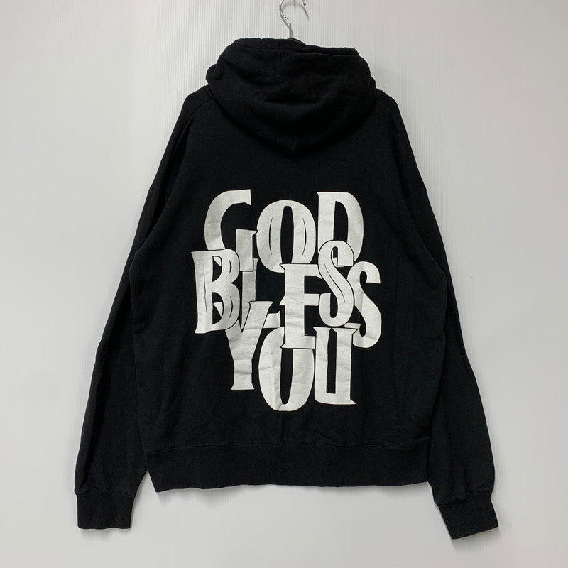 【中古品】【メンズ】 EXAMPLE エグザンプル GOD BLESS YOU ゴッド ブレス ユー BIG PRINT ビッグ プリント HOODED フーデッド SWEATSHIRT スウェットシャツ トップス パーカー 142-250806-ya-05-izu サイズ：XXL カラー：BLACK 万代Net店