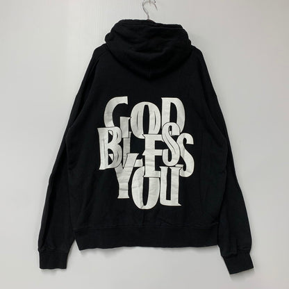 【中古品】【メンズ】 EXAMPLE エグザンプル GOD BLESS YOU ゴッド ブレス ユー BIG PRINT ビッグ プリント HOODED フーデッド SWEATSHIRT スウェットシャツ トップス パーカー 142-250806-ya-05-izu サイズ：XXL カラー：BLACK 万代Net店