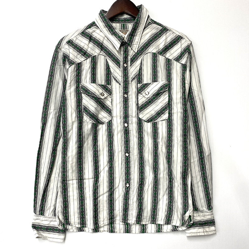 【中古品】【メンズ】 THE FLAT HEAD ザフラットヘッド STRIPE WESTERN LS SHIRT ストライプ ウエスタン ロングスリーブ シャツ 長袖 トップス 145-250806-as-40-izu サイズ：38 カラー：マルチカラー 万代Net店