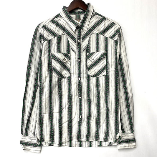 【中古品】【メンズ】 THE FLAT HEAD ザフラットヘッド STRIPE WESTERN LS SHIRT ストライプ ウエスタン ロングスリーブ シャツ 長袖 トップス 145-250806-as-40-izu サイズ：38 カラー：マルチカラー 万代Net店