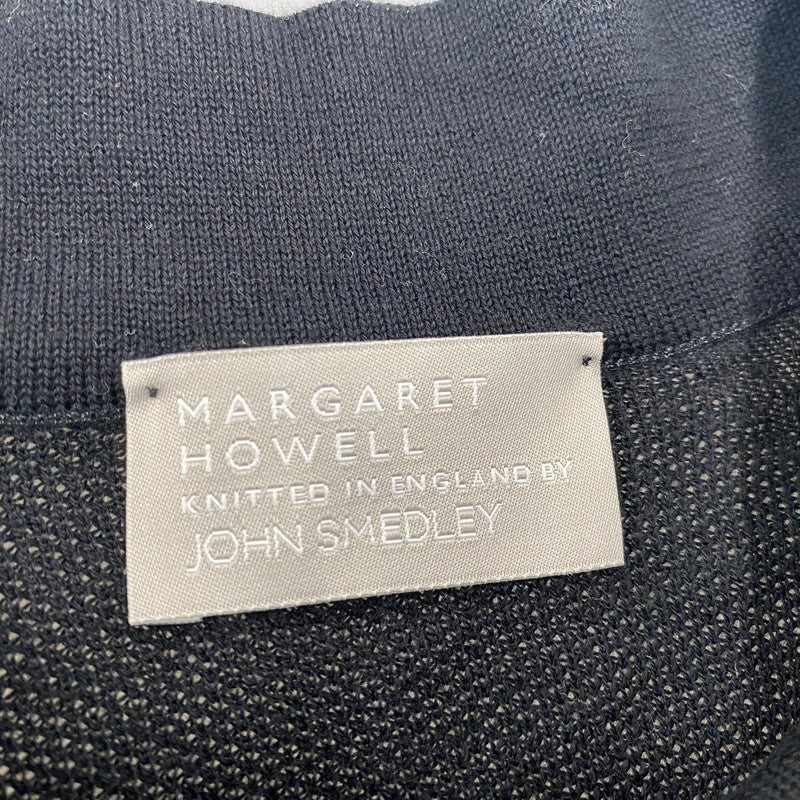 【中古品】【メンズ】 MARGARET HOWELL マーガレットハウエル × JOHN SMEDLEY ジョンスメドレー SS COTTON KNIT T-SHIRT 579-7160003 ショートスリーブ コットン ニット Tシャツ 半袖 トップス 141-250806-as-43-izu サイズ：M カラー：ブラック 万代Net店