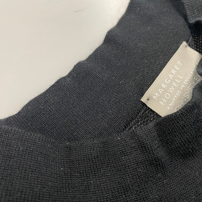 【中古品】【メンズ】 MARGARET HOWELL マーガレットハウエル × JOHN SMEDLEY ジョンスメドレー SS COTTON KNIT T-SHIRT 579-7160003 ショートスリーブ コットン ニット Tシャツ 半袖 トップス 141-250806-as-43-izu サイズ：M カラー：ブラック 万代Net店