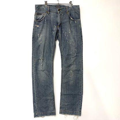 【中古品】【メンズ】 DOLCE&GABBANA ドルチェアンドガッバーナ G3S6CD G8309 CRASH DENIM PANTS クラッシュデニムパンツ ズボン ボトムス 152-250809-ma-14-izu サイズ：50 カラー：インディゴ 万代Net店