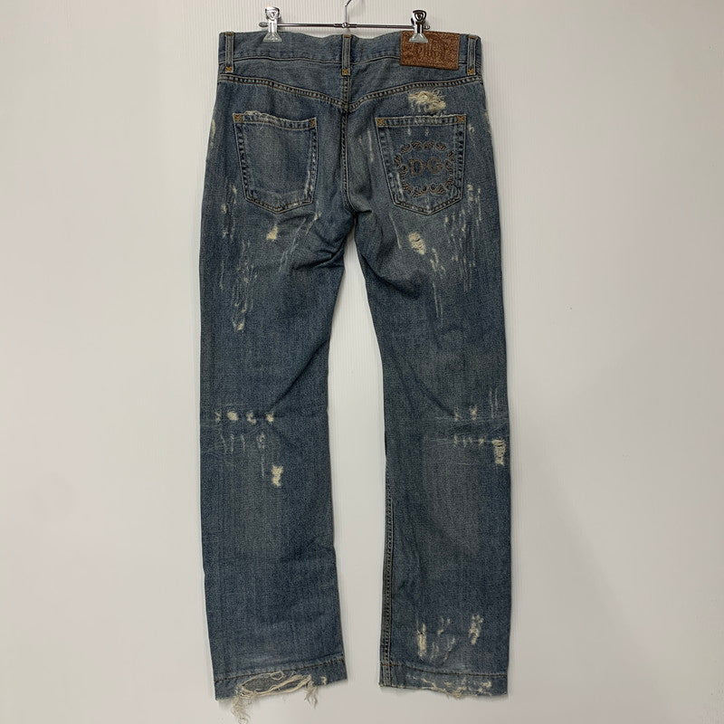 【中古品】【メンズ】 DOLCE&GABBANA ドルチェアンドガッバーナ G3S6CD G8309 CRASH DENIM PANTS クラッシュデニムパンツ ズボン ボトムス 152-250809-ma-14-izu サイズ：50 カラー：インディゴ 万代Net店