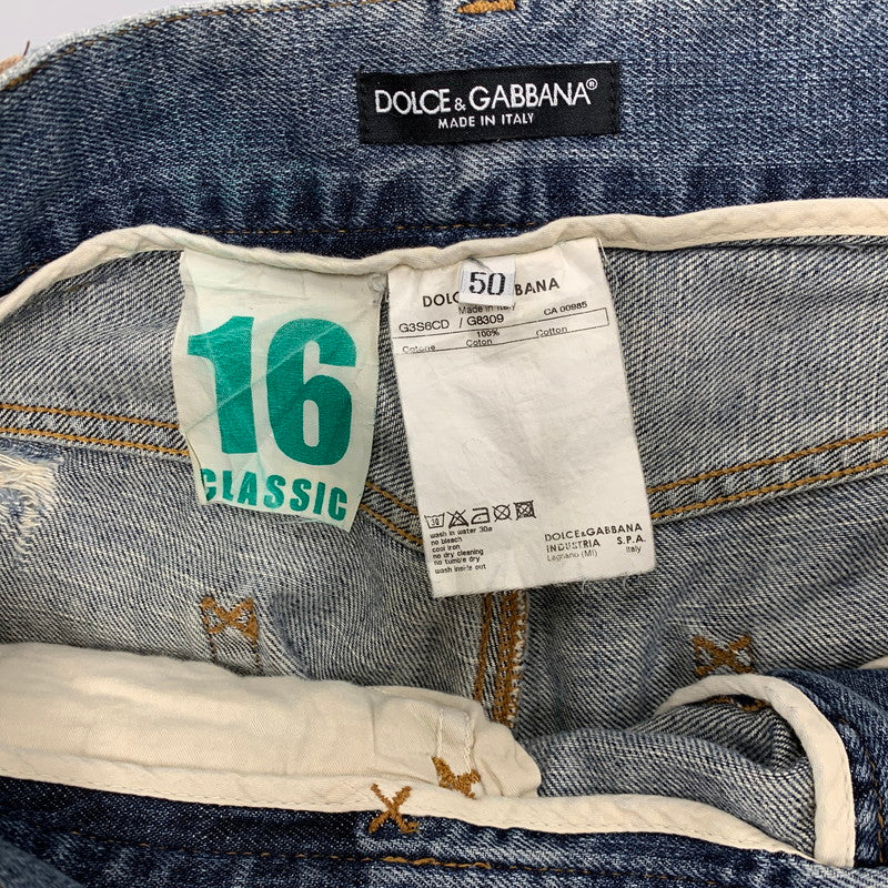 【中古品】【メンズ】 DOLCE&GABBANA ドルチェアンドガッバーナ G3S6CD G8309 CRASH DENIM PANTS クラッシュデニムパンツ ズボン ボトムス 152-250809-ma-14-izu サイズ：50 カラー：インディゴ 万代Net店