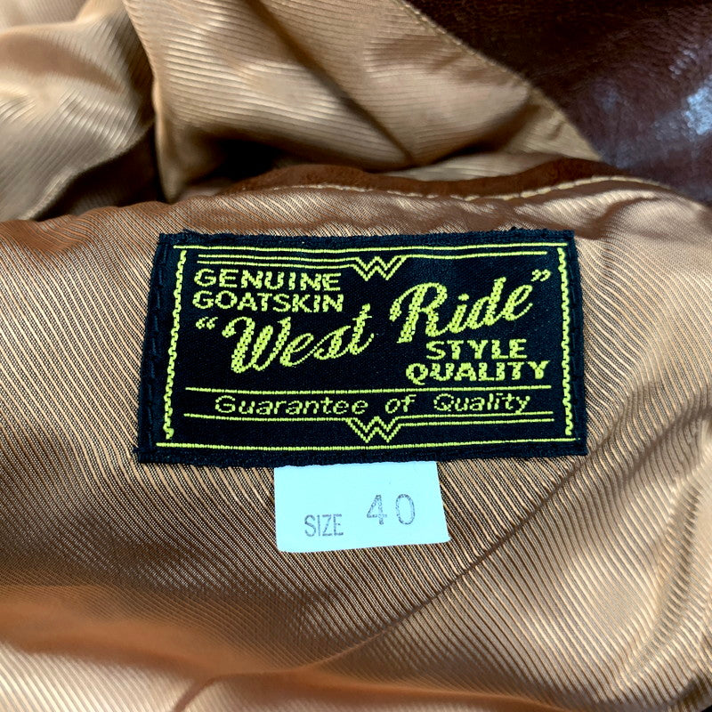 【中古品】WESTRIDE ウエストライド GOAT LEATHER TAILORED JACKET ゴート レザー テーラード ジャケット アウター 145-250805-rk-03-izu サイズ：40 カラー：ブラウン 万代Net店