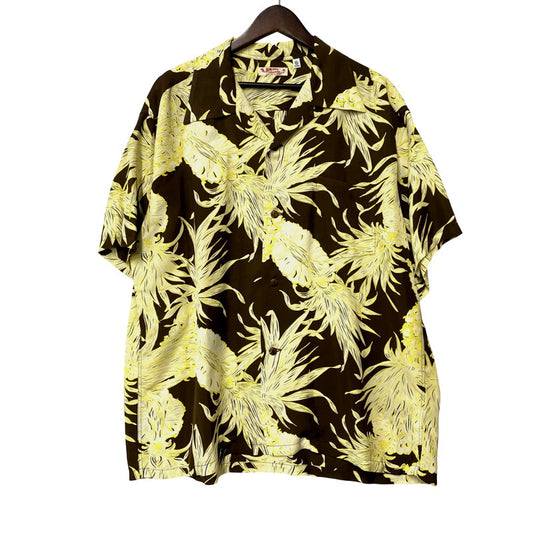 【中古美品】【メンズ】 SUN SURF サンサーフ RAYON HAWAIIAN SHIRT ISLAND PINEAPPLE SS39413 レーヨン ハワイアン シャツ アロハシャツ カジュアルシャツ 半袖 トップス 145-250805-ay-10-izu サイズ：XL カラー：ブラウン 万代Net店