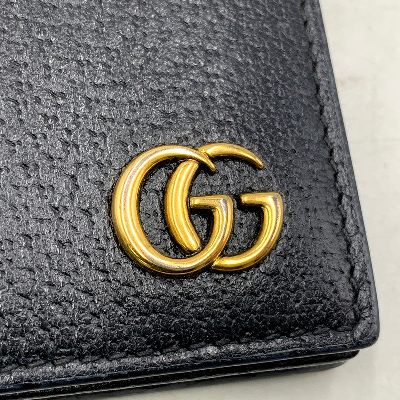 【中古品】GUCCI グッチ 428737 DOUBLE G LEATHER CARD CASE 財布 ダブル レザー カード ケース 181-250805-rk-08-izu カラー：ブラック 万代Net店