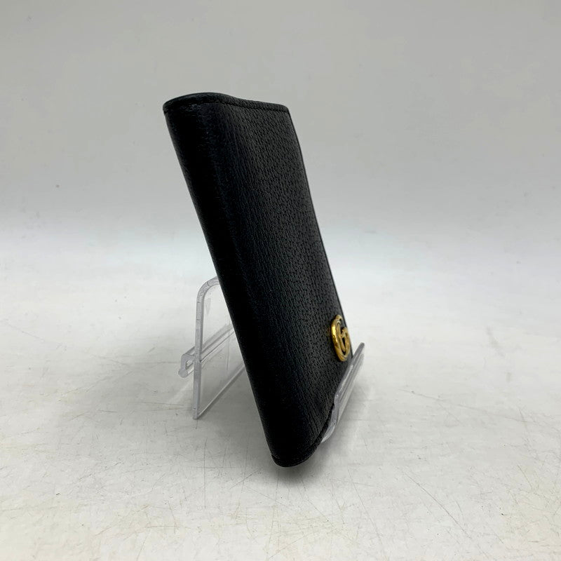 【中古品】GUCCI グッチ 428737 DOUBLE G LEATHER CARD CASE 財布 ダブル レザー カード ケース 181-250805-rk-08-izu カラー：ブラック 万代Net店