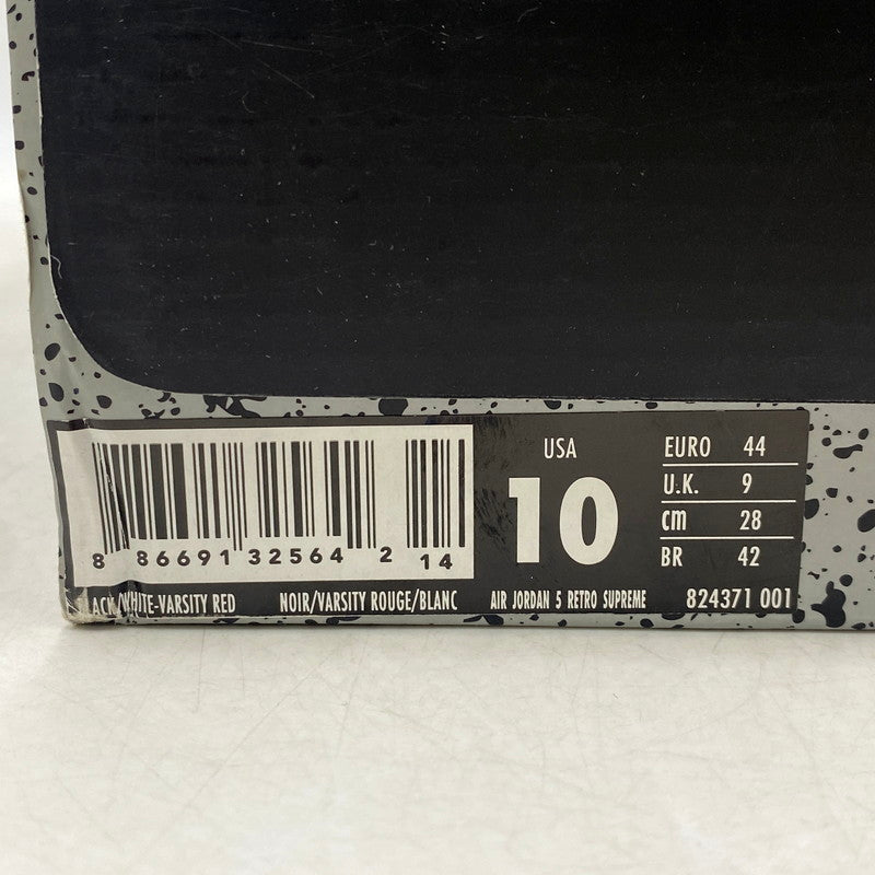 【中古品】【メンズ】 NIKE ナイキ × SUPREME シュプリーム AIR JORDAN 5 RETRO SUPREME 824371-001 エア ジョーダン 5 レトロ スニーカー シューズ 靴 160-250805-ay-02-izu サイズ：28cm カラー：BLACK/WHITE-VARSITY RED 万代Net店