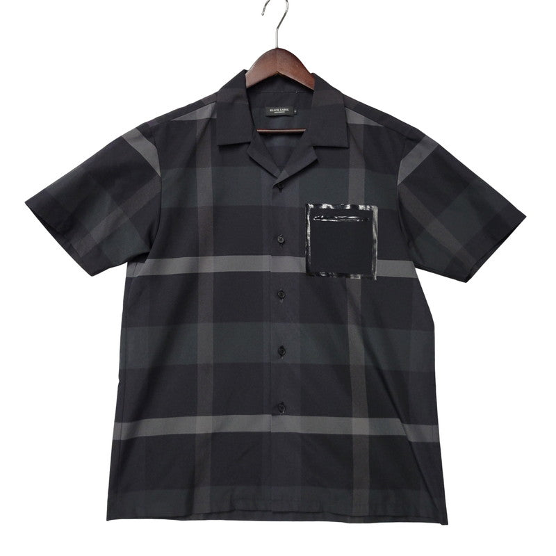 【中古品】【メンズ】 BLACK LABELCRESTBRIDGE ブラックレーベル・クレストブリッジ 51M12-712-09 OPEN COLLAR CHECK SS SHIRT オープン カラーシャツ チェック 半袖 トップス 141-250809-rk-06-izu サイズ：M カラー：ブラック×グレー 万代Net店