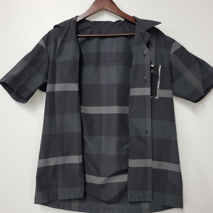【中古品】【メンズ】 BLACK LABELCRESTBRIDGE ブラックレーベル・クレストブリッジ 51M12-712-09 OPEN COLLAR CHECK SS SHIRT オープン カラーシャツ チェック 半袖 トップス 141-250809-rk-06-izu サイズ：M カラー：ブラック×グレー 万代Net店