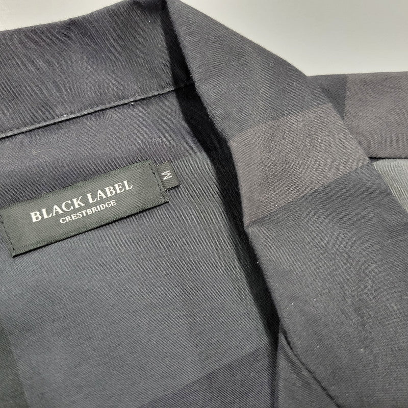 【中古品】【メンズ】 BLACK LABELCRESTBRIDGE ブラックレーベル・クレストブリッジ 51M12-712-09 OPEN COLLAR CHECK SS SHIRT オープン カラーシャツ チェック 半袖 トップス 141-250809-rk-06-izu サイズ：M カラー：ブラック×グレー 万代Net店