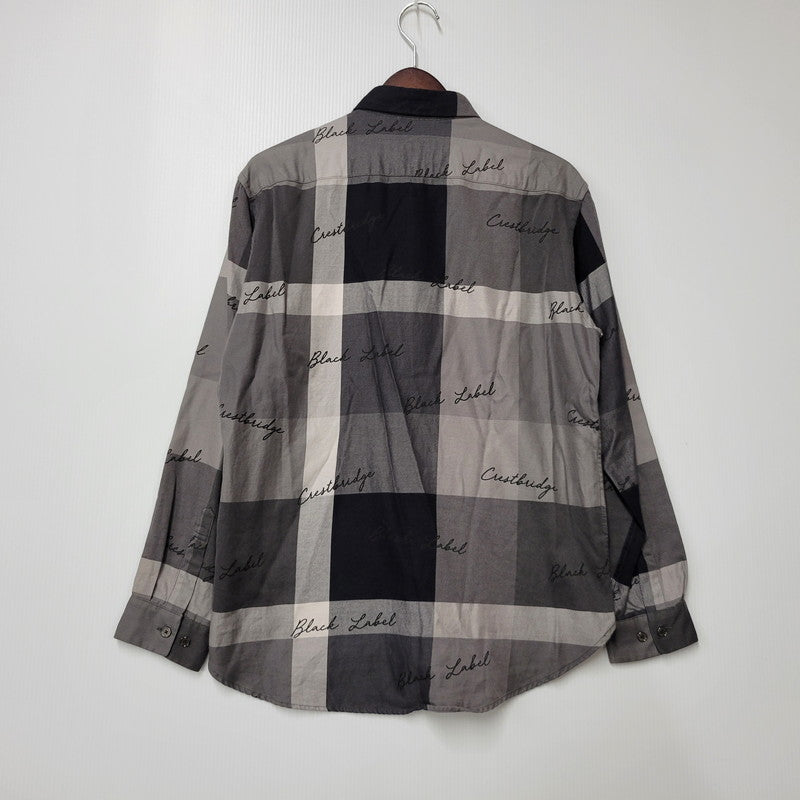 【中古品】【メンズ】 BLACK LABELCRESTBRIDGE ブラックレーベル・クレストブリッジ 51M15-813-08 ビッグスケール チェック シャツ トップス 長袖 オーバーサイズ 141-250809-rk-02-izu サイズ：M カラー：グレー×ブラック 万代Net店
