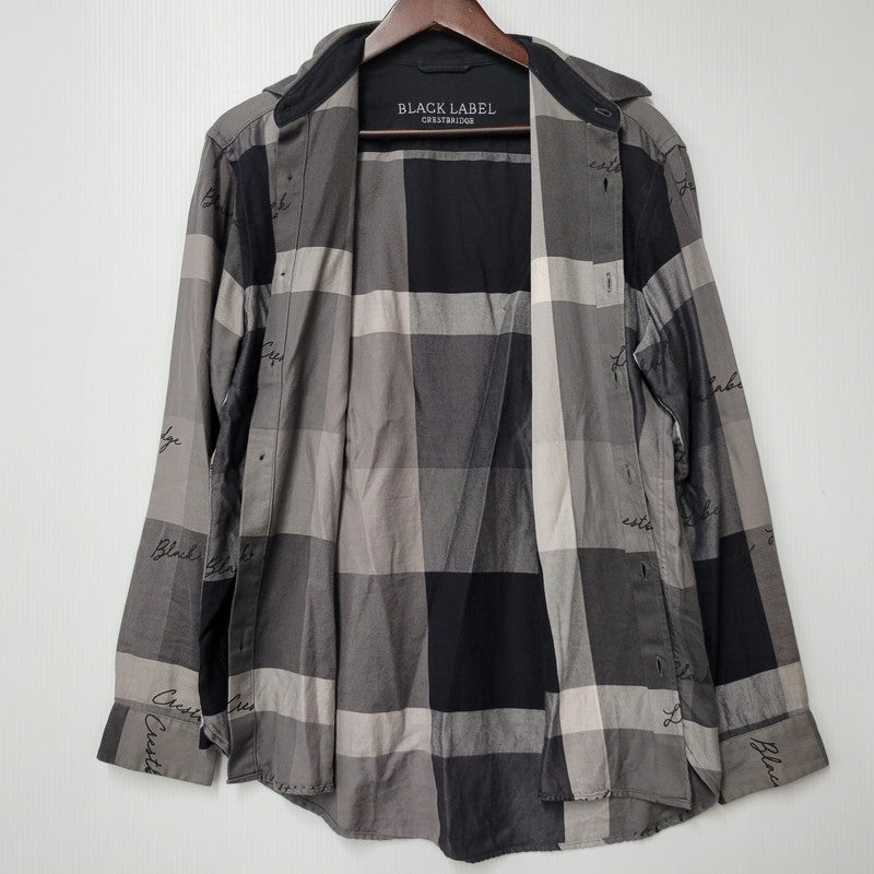 【中古品】【メンズ】 BLACK LABELCRESTBRIDGE ブラックレーベル・クレストブリッジ 51M15-813-08 ビッグスケール チェック シャツ トップス 長袖 オーバーサイズ 141-250809-rk-02-izu サイズ：M カラー：グレー×ブラック 万代Net店