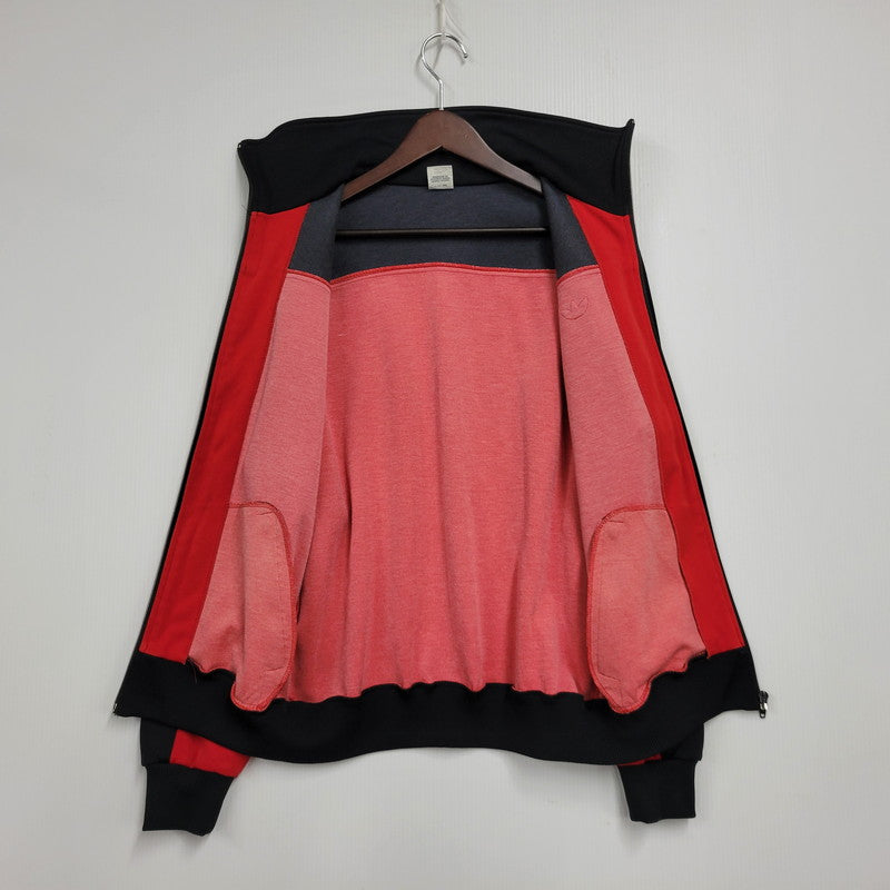 【中古品】【メンズ】 adidas アディダス TRACK JACKET ATS-44F トラックジャケット デサント製 西ドイツタグ 146-250807-as-05-izu サイズ：5 カラー：レッド×ブラック 万代Net店