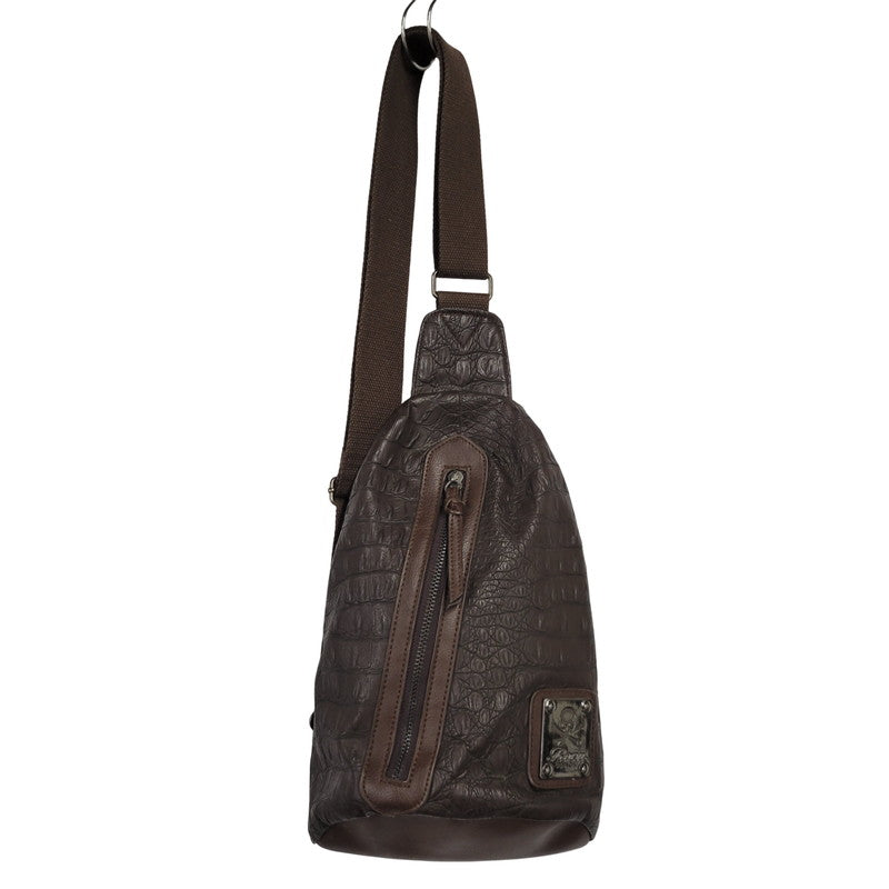 【中古品】【メンズ/レディース】 ROEN BLACK ロエンブラック クロコ型押し BODY BAG ボディバッグ 鞄 カバン 188-250812-ma-12-izu カラー：ブラウン 万代Net店