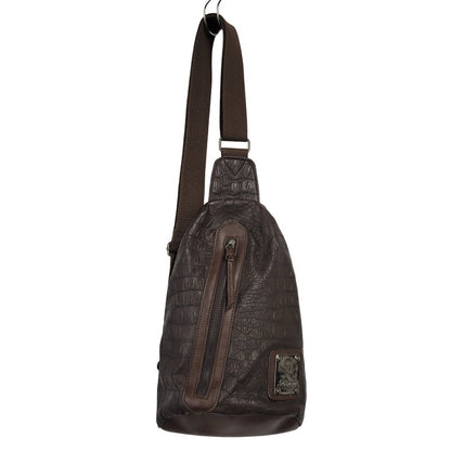 【中古品】【メンズ/レディース】 ROEN BLACK ロエンブラック クロコ型押し BODY BAG ボディバッグ 鞄 カバン 188-250812-ma-12-izu カラー：ブラウン 万代Net店