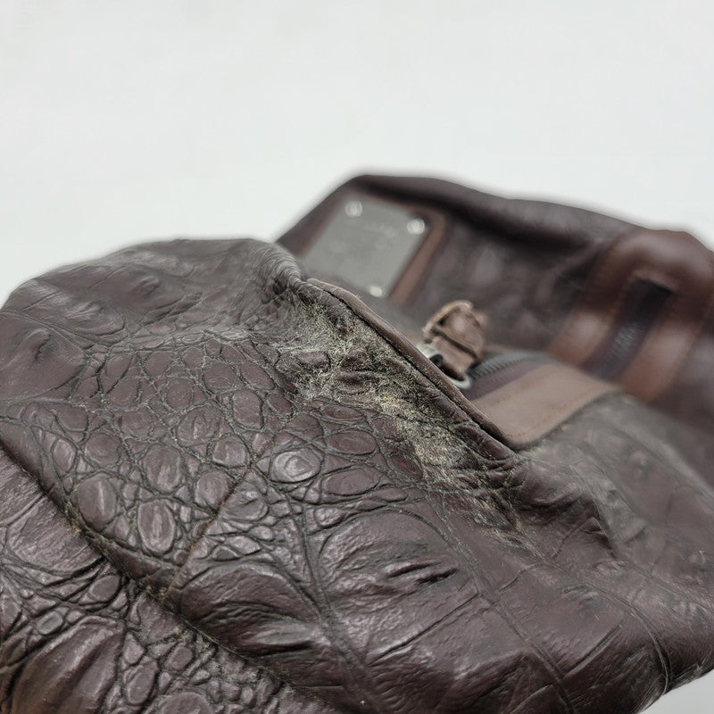 【中古品】【メンズ/レディース】 ROEN BLACK ロエンブラック クロコ型押し BODY BAG ボディバッグ 鞄 カバン 188-250812-ma-12-izu カラー：ブラウン 万代Net店