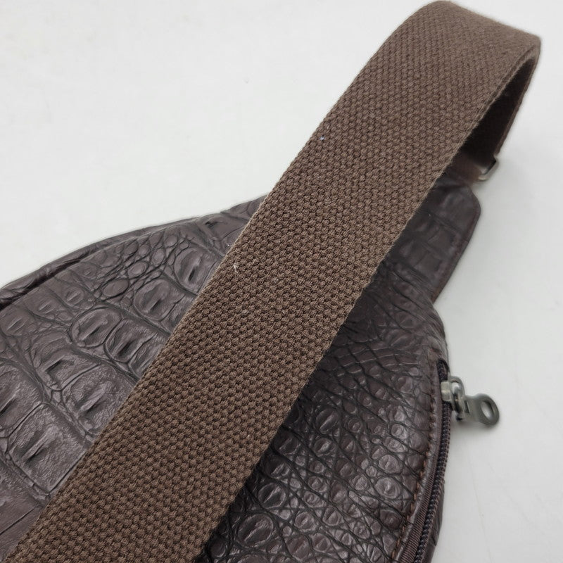 【中古品】【メンズ/レディース】 ROEN BLACK ロエンブラック クロコ型押し BODY BAG ボディバッグ 鞄 カバン 188-250812-ma-12-izu カラー：ブラウン 万代Net店