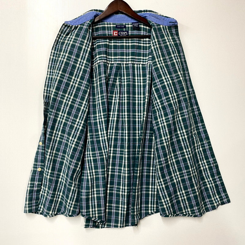 【中古品】【メンズ】 CHAPS RALPH LAUREN チャップス ラルフローレン LS BD SHIRT ロングスリーブ ボタンダウン シャツ 長袖 チェック トップス 146-250811-as-34-izu サイズ：L カラー：グリーン系 万代Net店