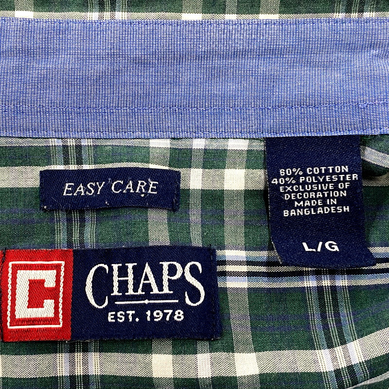 【中古品】【メンズ】 CHAPS RALPH LAUREN チャップス ラルフローレン LS BD SHIRT ロングスリーブ ボタンダウン シャツ 長袖 チェック トップス 146-250811-as-34-izu サイズ：L カラー：グリーン系 万代Net店