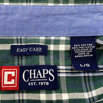 【中古品】【メンズ】 CHAPS RALPH LAUREN チャップス ラルフローレン LS BD SHIRT ロングスリーブ ボタンダウン シャツ 長袖 チェック トップス 146-250811-as-34-izu サイズ：L カラー：グリーン系 万代Net店