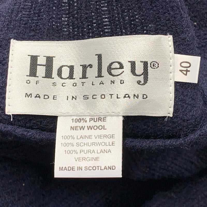【中古品】【メンズ】 HARLEY ハーレー スコットランド製 WOOL KNIT SWEATER ウールニットセーター トップス 長袖 141-250812-ma-19-izu サイズ：40 カラー：NAVY 万代Net店